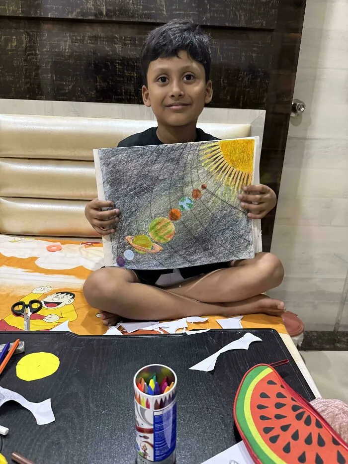 Doing Art N Craft After A Long Day At 2 Am With Him Is My Therapy