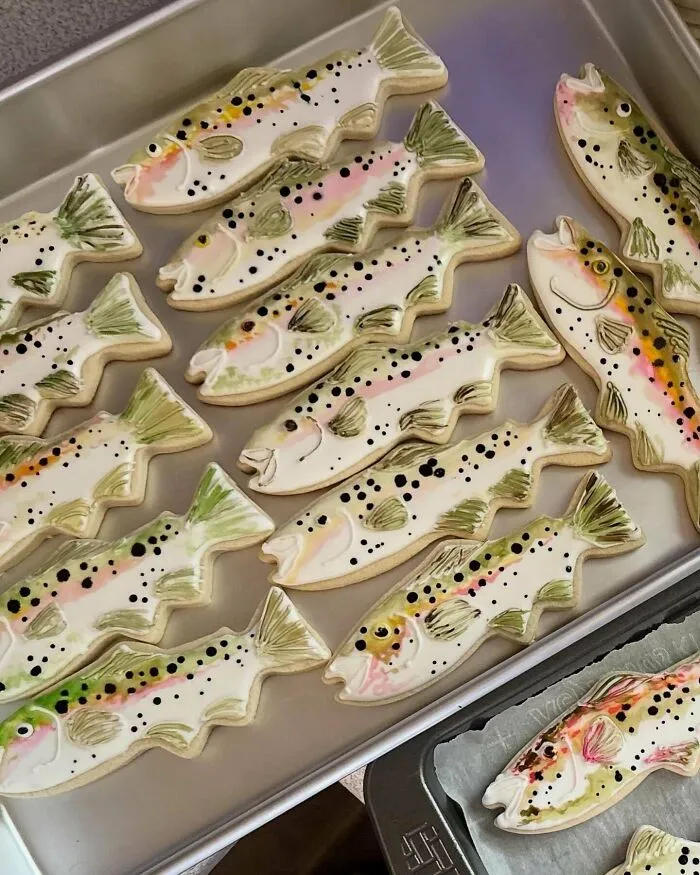 Rainbow Trout Cookies I Made For My Stepfathers Birthday