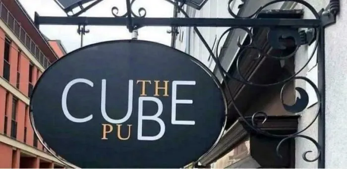 Pub sign design fail mixing letters creates awkward word