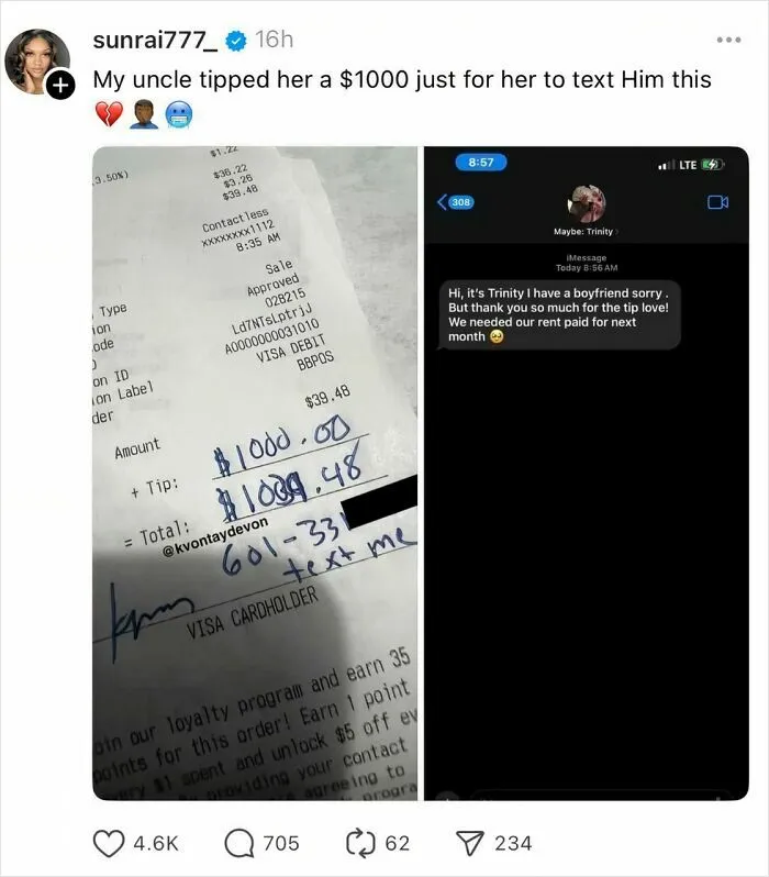 $1000 Tip On A $40 Meal
