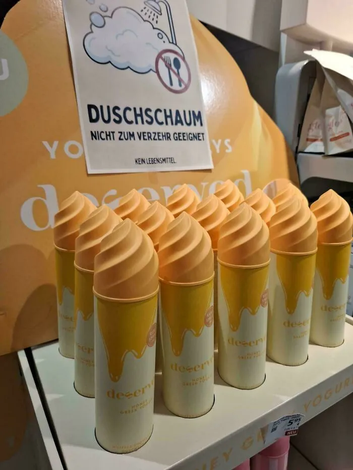 This Bath Foam Packaging Looks So Much Like Food That They Had To Put Up A Warning Sign Behind It