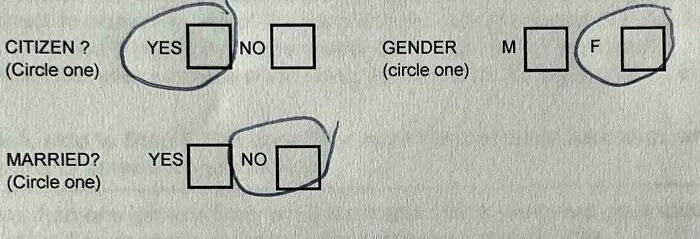 My Kid’s Employee Information Form Had Her Struggling To Decide Between Checking The Checkboxes Or Circling Them…