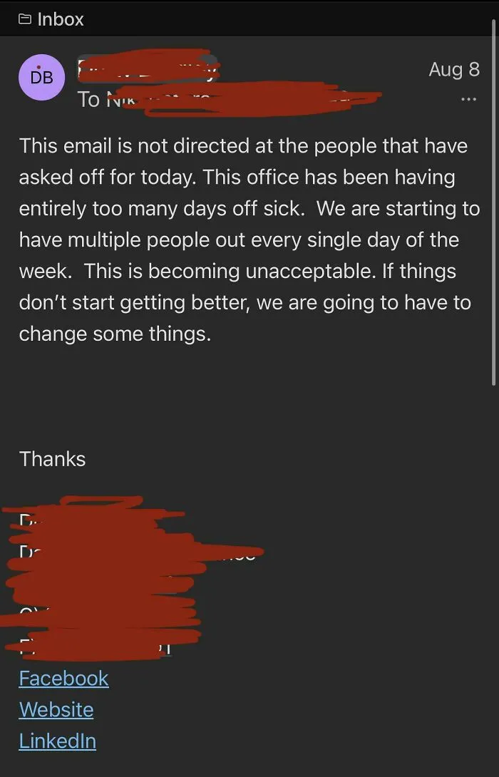 Boss Doesn’t Know How Sickness Works?