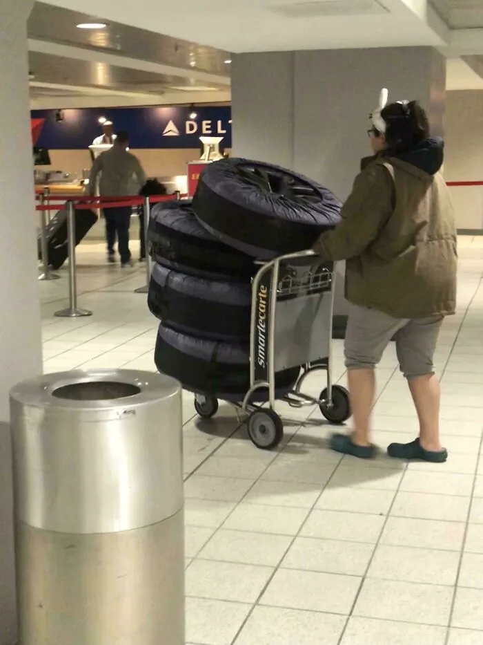 This Was A New One For Me - Saw Someone Getting In Line To Check A Set Of Wheels/Tires At Dtw