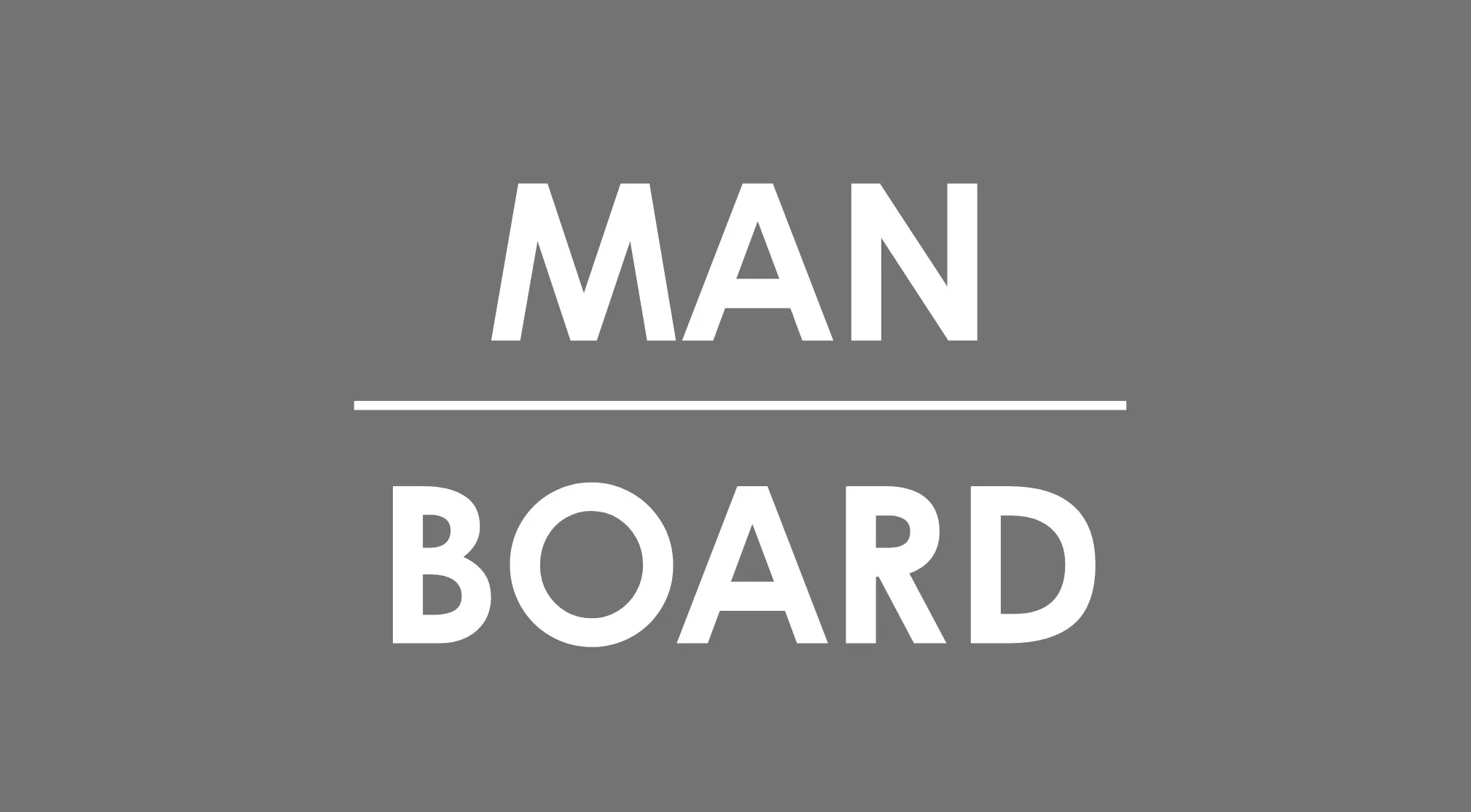 A Rebus Puzzle Quiz showing the word MAN above a line, and the word BOARD below it, against a gray background.