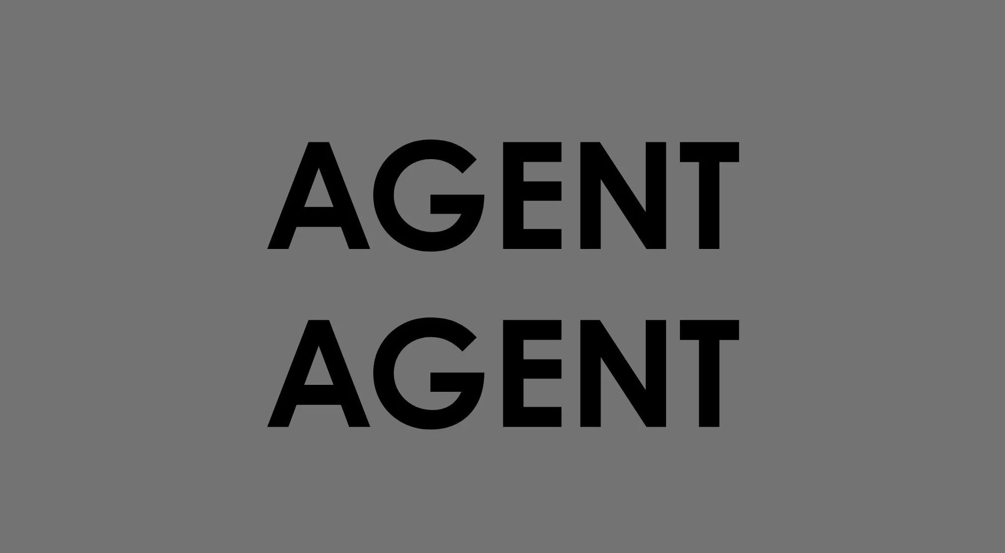 A rebus puzzle quiz image showing the word AGENT repeated twice, one above the other, on a gray background.