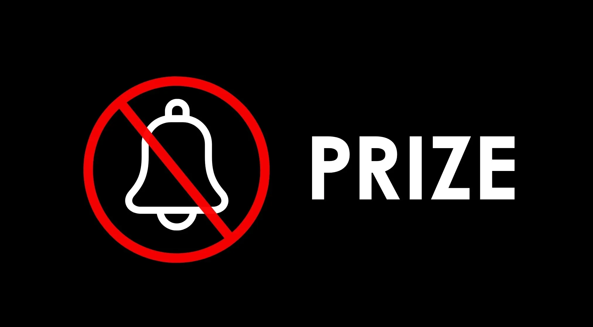 A rebus puzzle quiz showing a silenced bell icon next to the word "PRIZE" on a black background. Famous award hint.