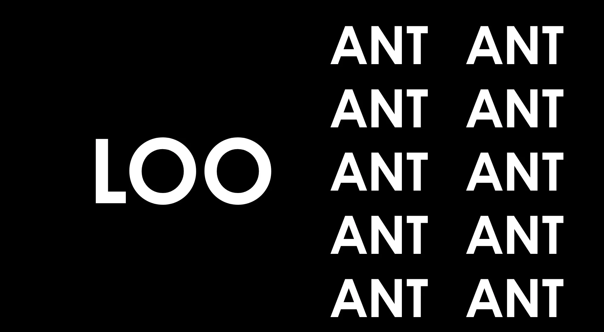 A Rebus puzzle quiz image with "LOO" on the left and a column of "ANT ANT" repeated on the right.