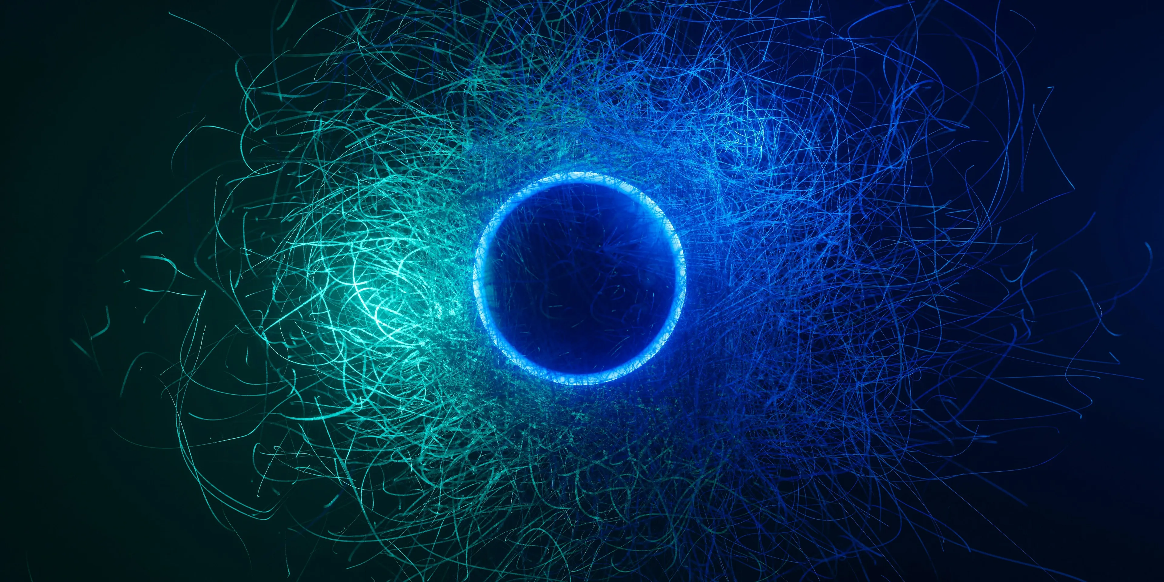 Abstract blue and green glowing lines swirl around a central glowing blue circle, perfect for a Science General Knowledge quiz.