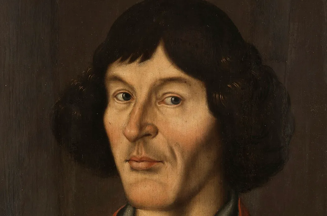 A portrait of Nicolaus Copernicus, a scientist known for his work on the Earth orbiting the Sun and the phases of Venus.