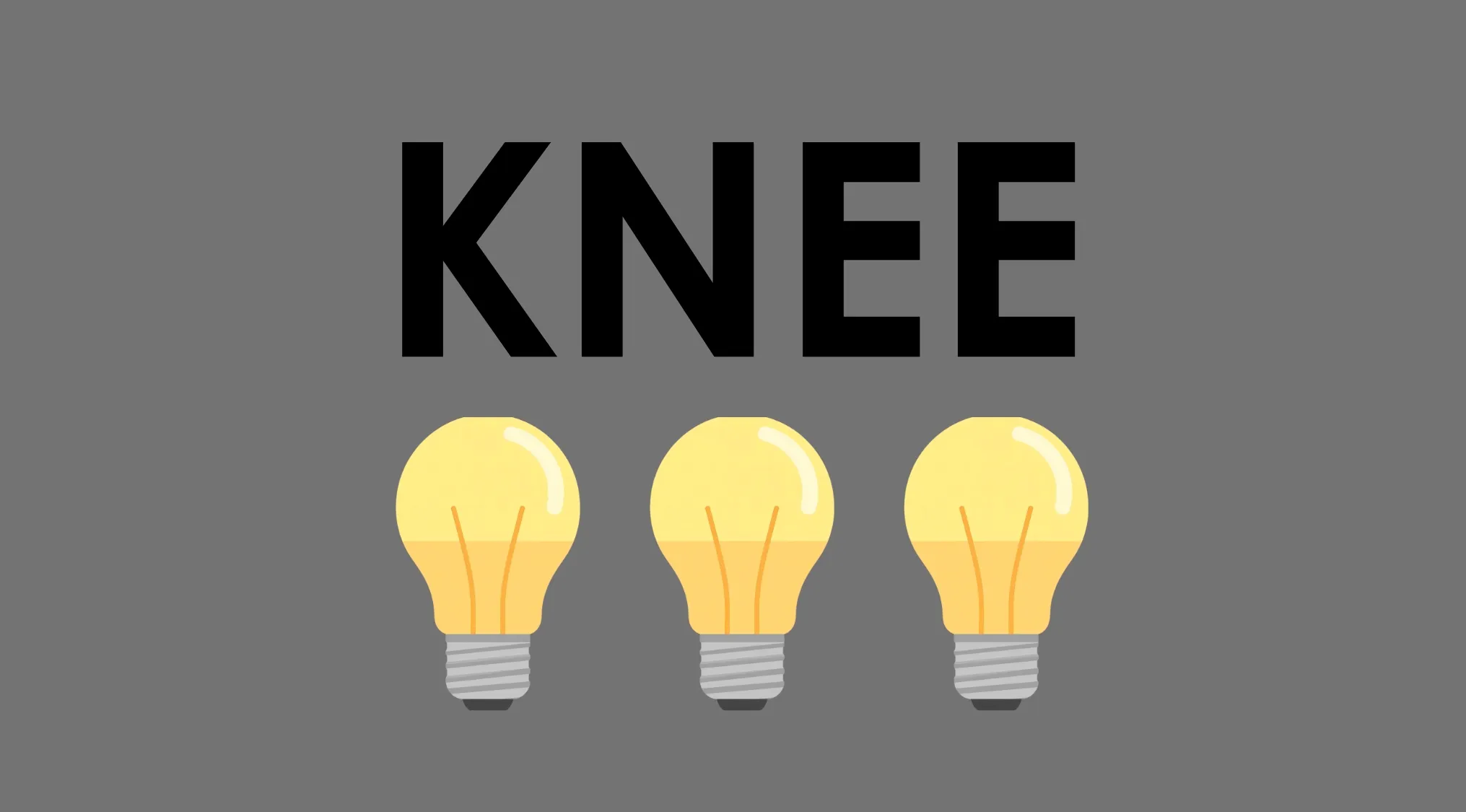 Rebus puzzle quiz with KNEE above three lightbulbs against a gray background. Guess the hidden object.