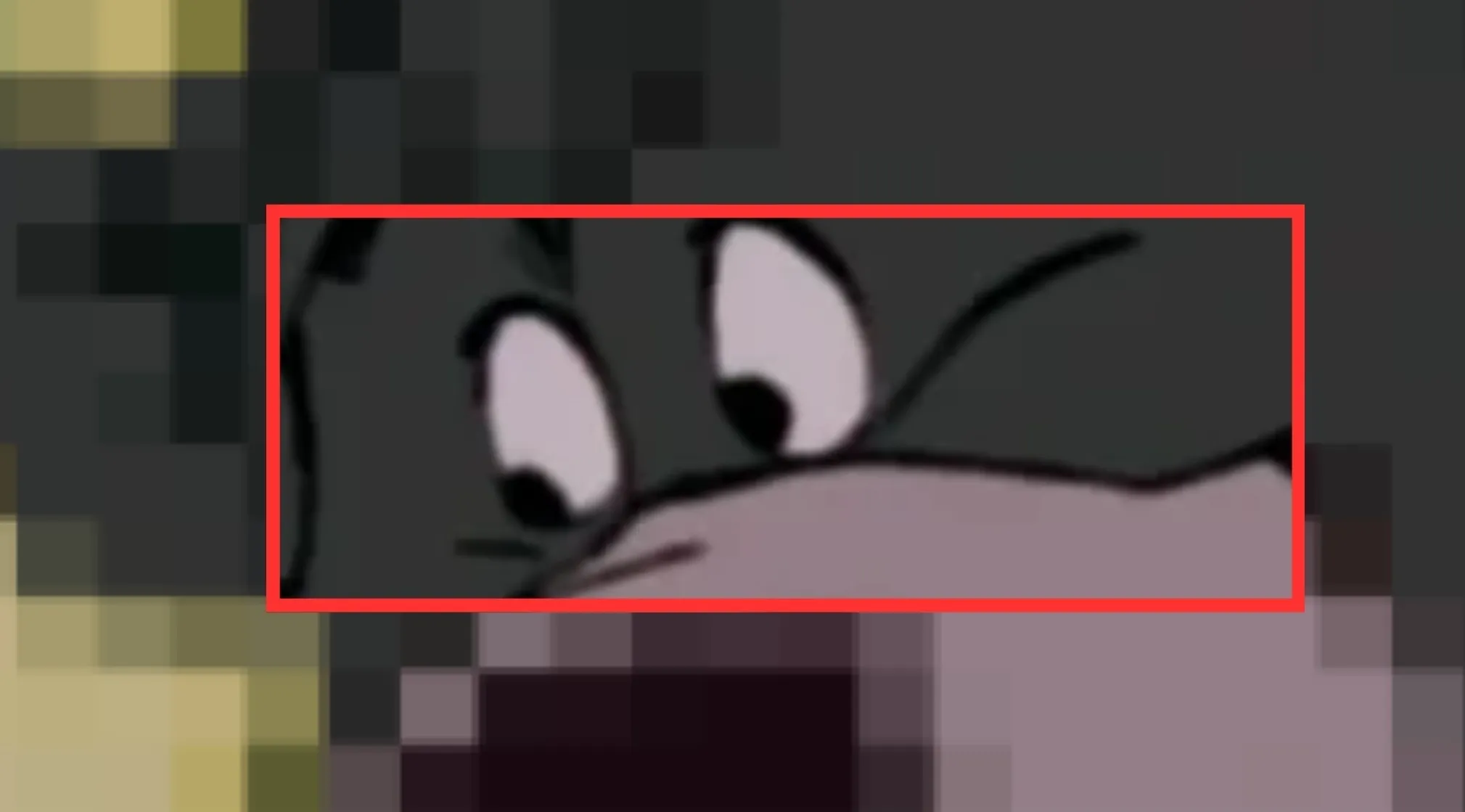 A close-up of a Disney character's eyes, wide and expressive, from an animated scene.