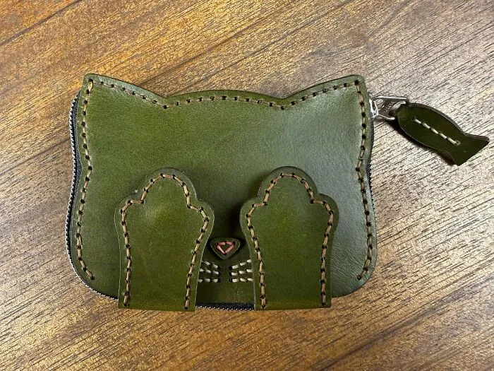 Handmade Italian Leather Cat Coin Purse