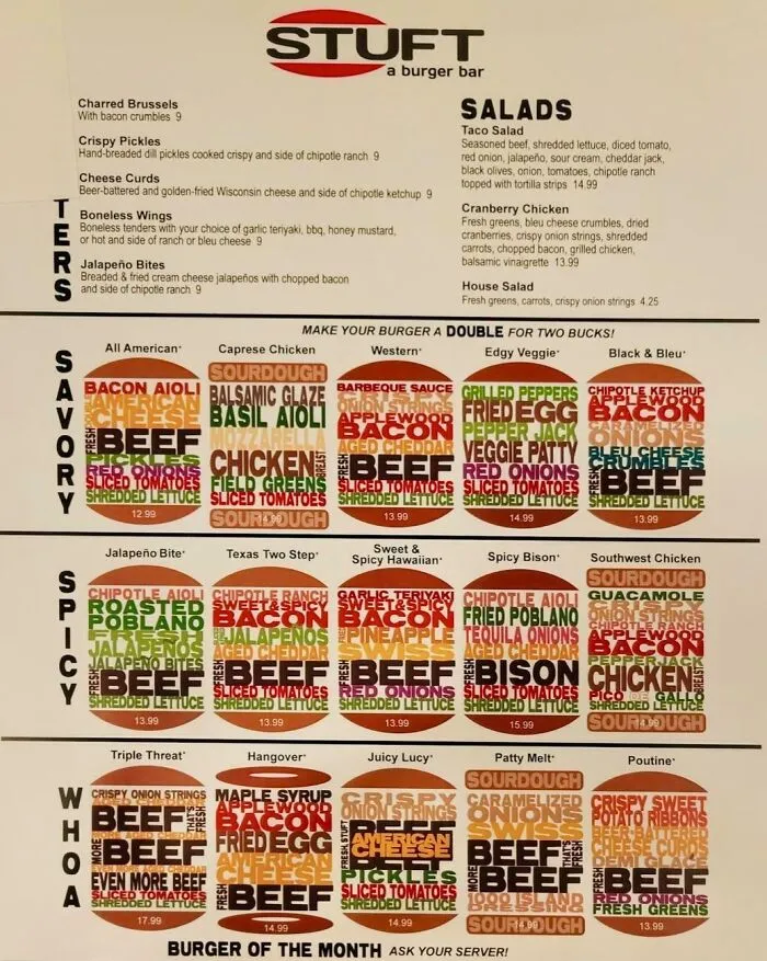 Local Burger Place’s Graphic Menu