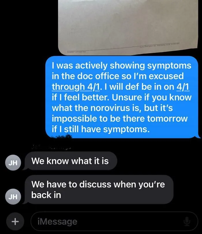 My Boss Wants Me To Come In After Contracting The Norovirus And Having Active Symptoms. This Isn’t His First Time Wanting Me In During Hard Times