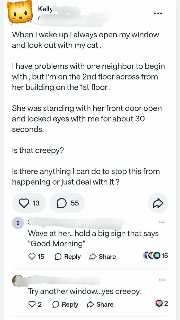 Neighbors Locking Eyes