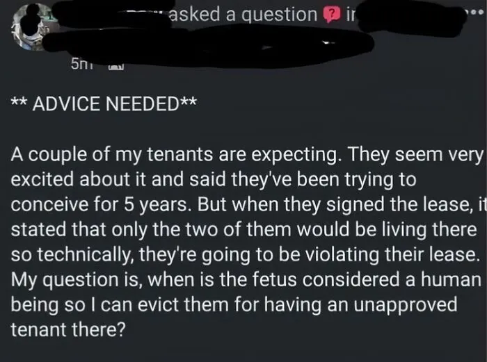 A Landlord Looking For Advice On How To Charge Their Tenants And The Unborn Child