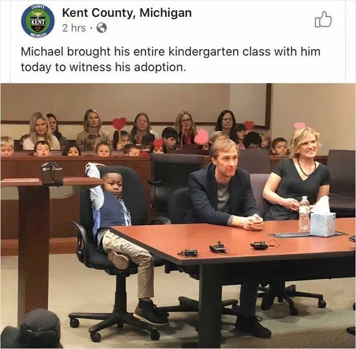 Kindergarten Class Goes To Court To See Their Classmate Michael Get Adopted