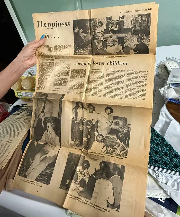 Today, My Grandma Showed Me An Old Newspaper Article. She Is Now 94 And Has Fostered Over 30 Kids. 3 Of Them She Adopted, One Being My Dad