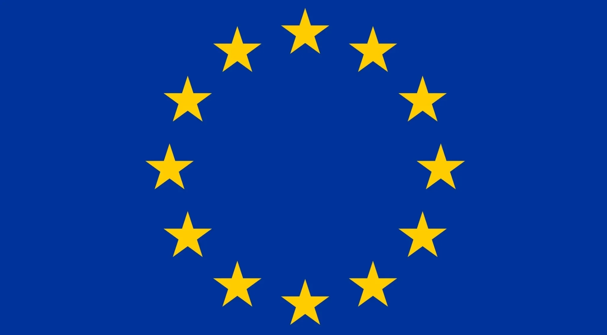 The flag of the European Union, featuring twelve golden stars in a circle on a blue background. General knowledge about Europe.