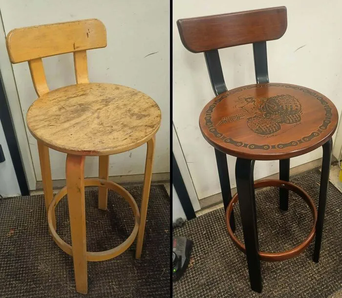 They Called It Trash, I Called It A Custom Project. Two Of My Dumpster Dive Stools Fully Restored