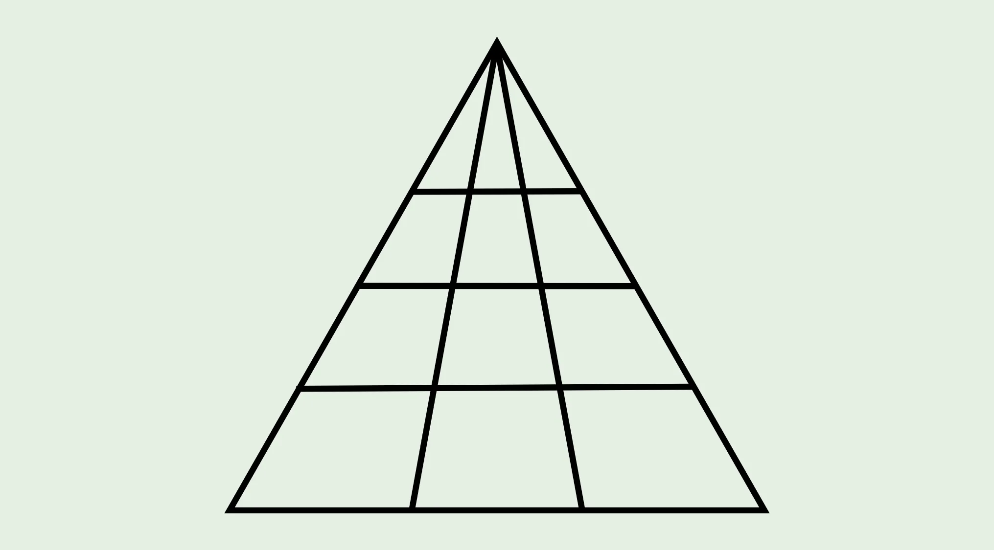 A complex diagram made of straight black lines on a light green background, forming many triangles for a math puzzle.