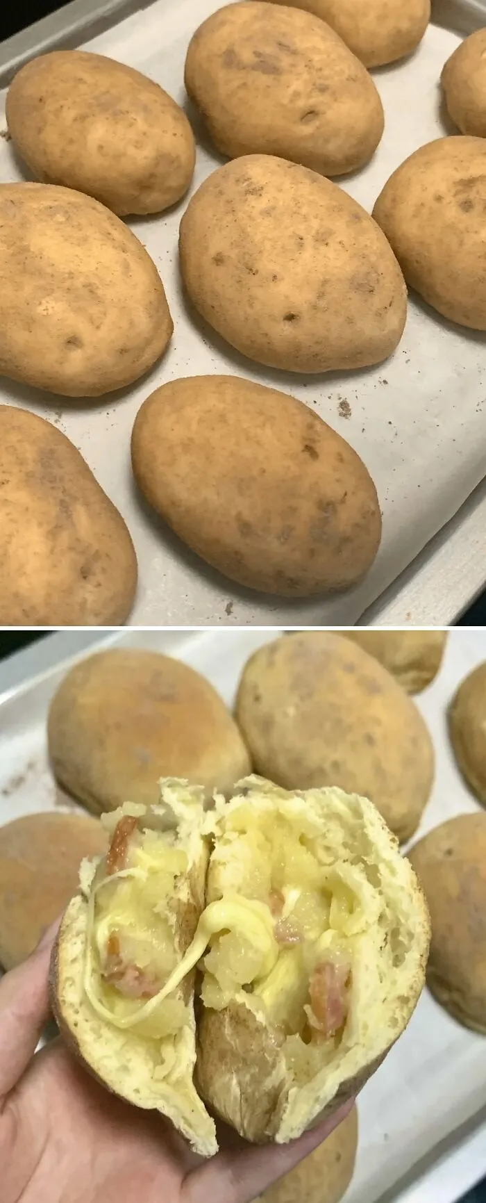 Fluffy Potato Bread With Cheesy Bacon Mashed Potato Filling!