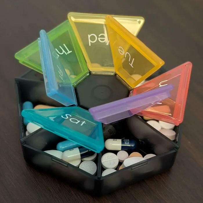 This Circular Pill Organizer That Opens Inward