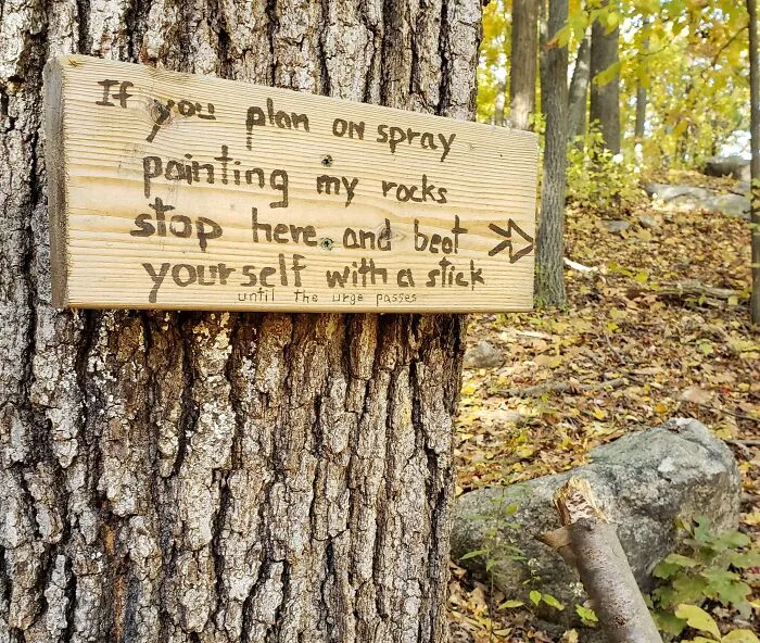 Went Hiking Just Upstate Of NYC. Found A Sign (And A Stick)