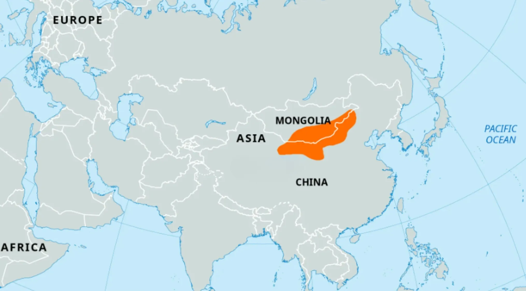 A map highlighting the Gobi Desert in orange, stretching across Mongolia and China. Test your General Knowledge for High IQs.