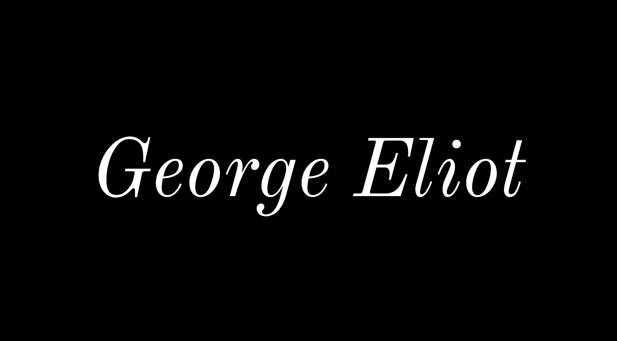 White italicized text George Eliot on a black background. Learn about the poet George Eliot's real name.