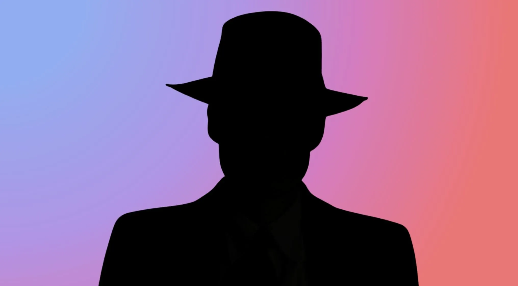 Character silhouettes of a theoretical physicist depicted in film, wearing a fedora against a gradient background.