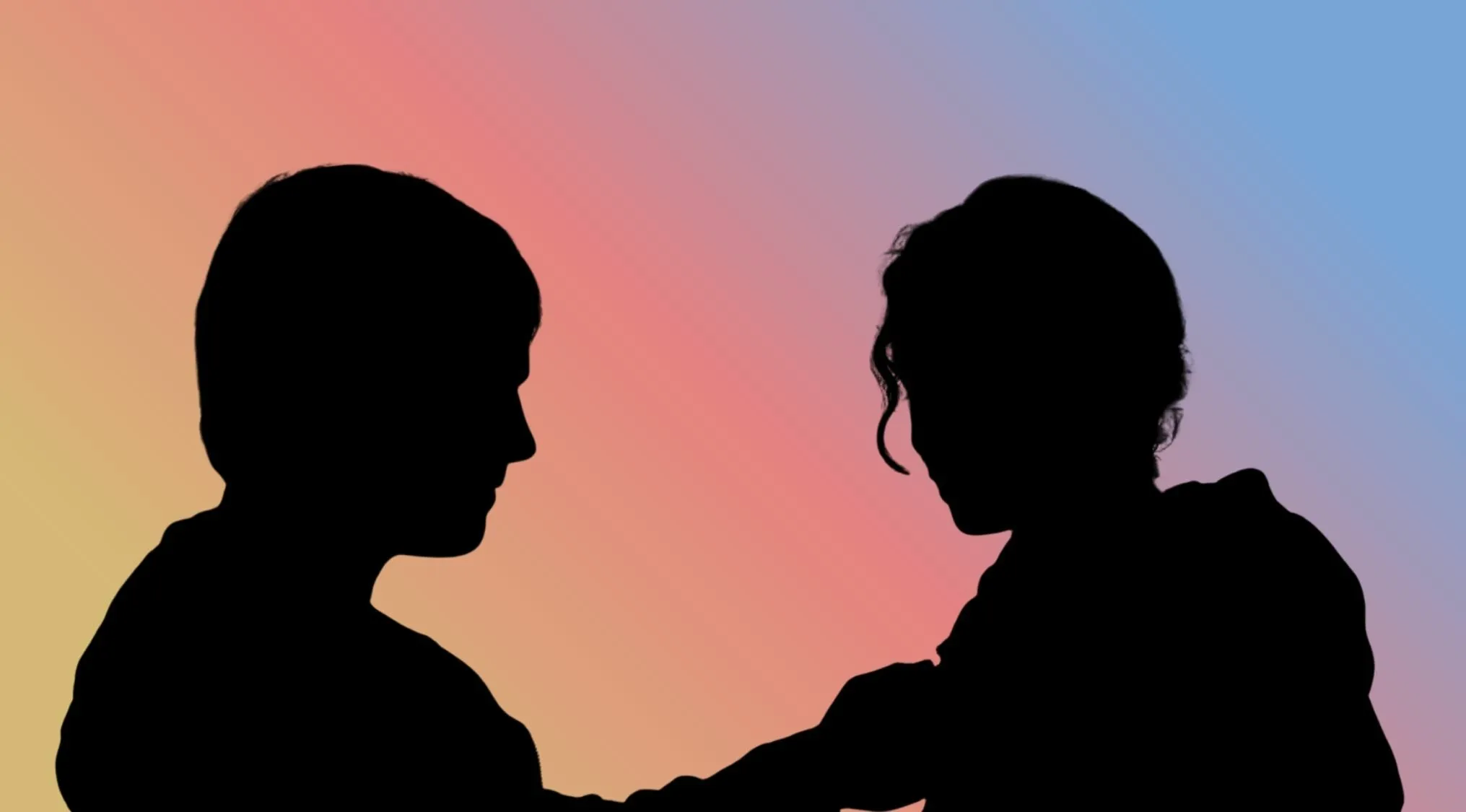 Character Silhouettes: Part 5 showing the silhouette of a mysterious couple against a colorful background.