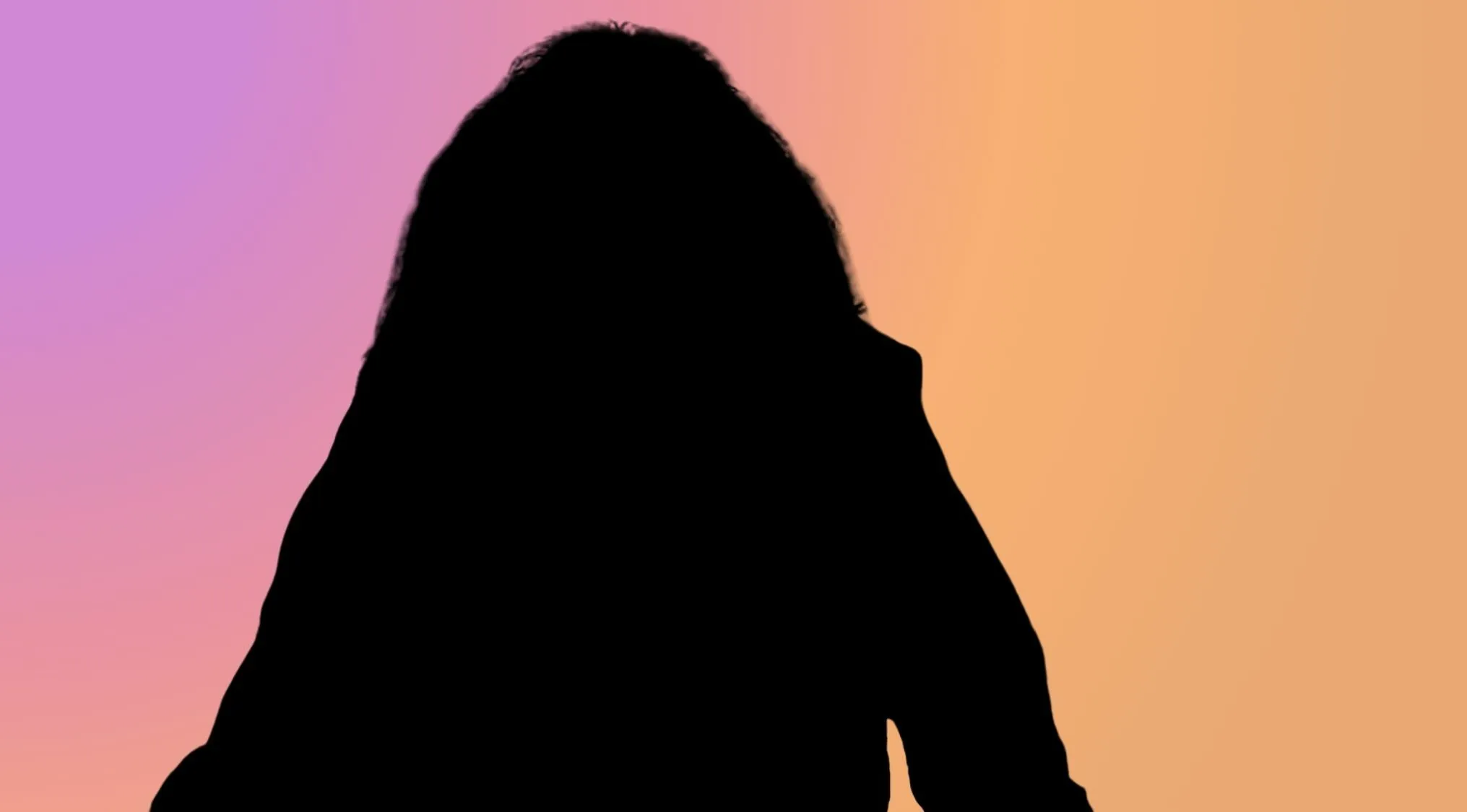 Character silhouettes: A silhouette of a character with long hair.