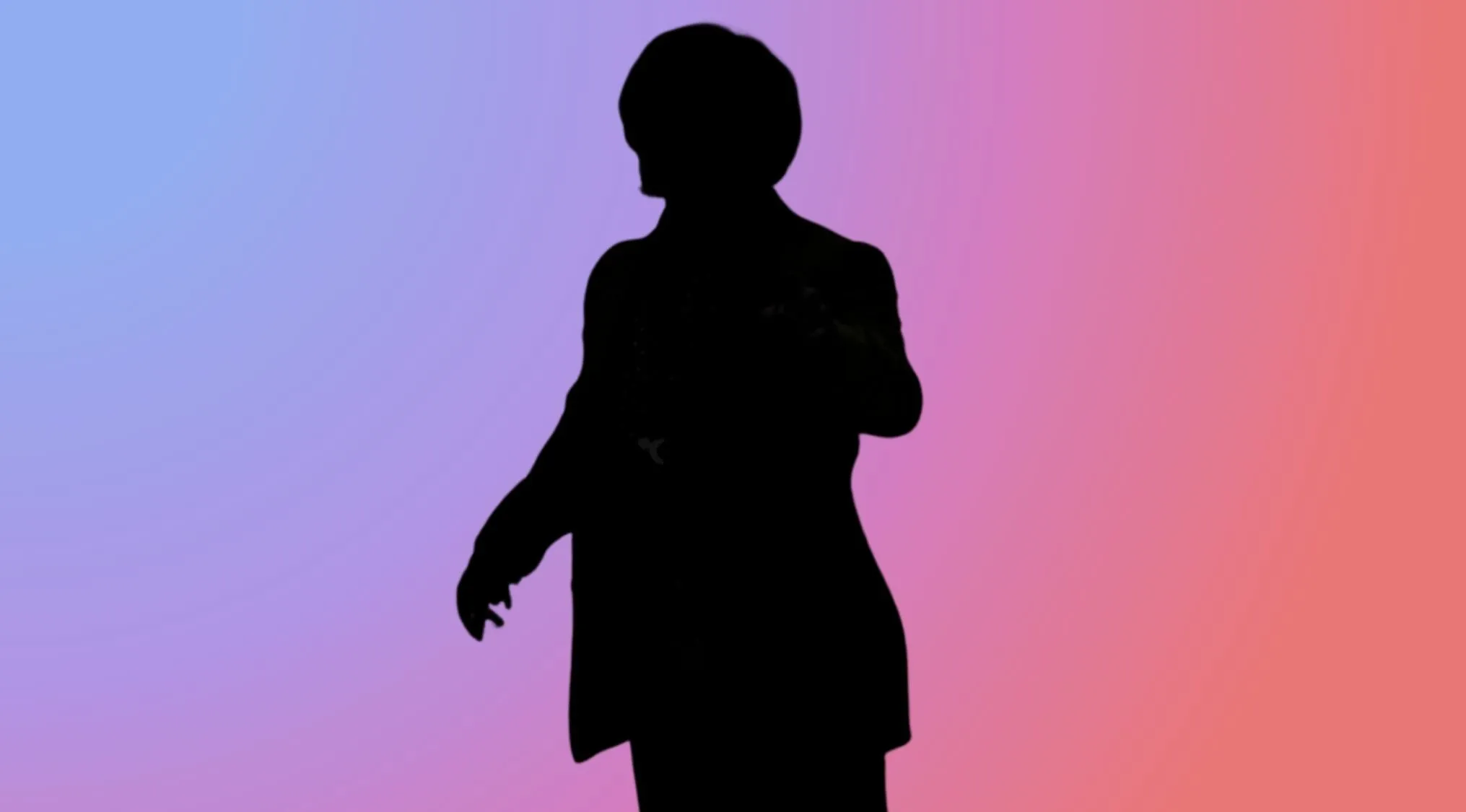 Part 5 spy character silhouette, with a gradient background, inviting viewers to name the character.