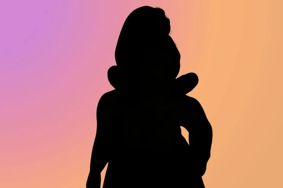 Silhouette of a character with a distinctive collar and hairstyle, suggesting the look of Lord Farquaad.
