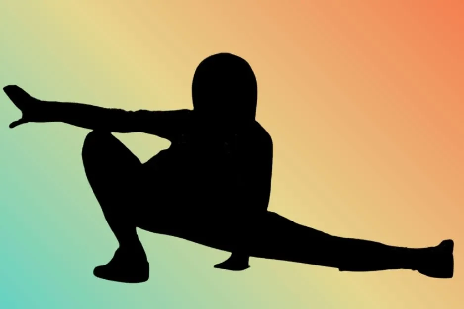Silhouette of a character in a dynamic pose, stretching, to find the Morpheus silhouette.