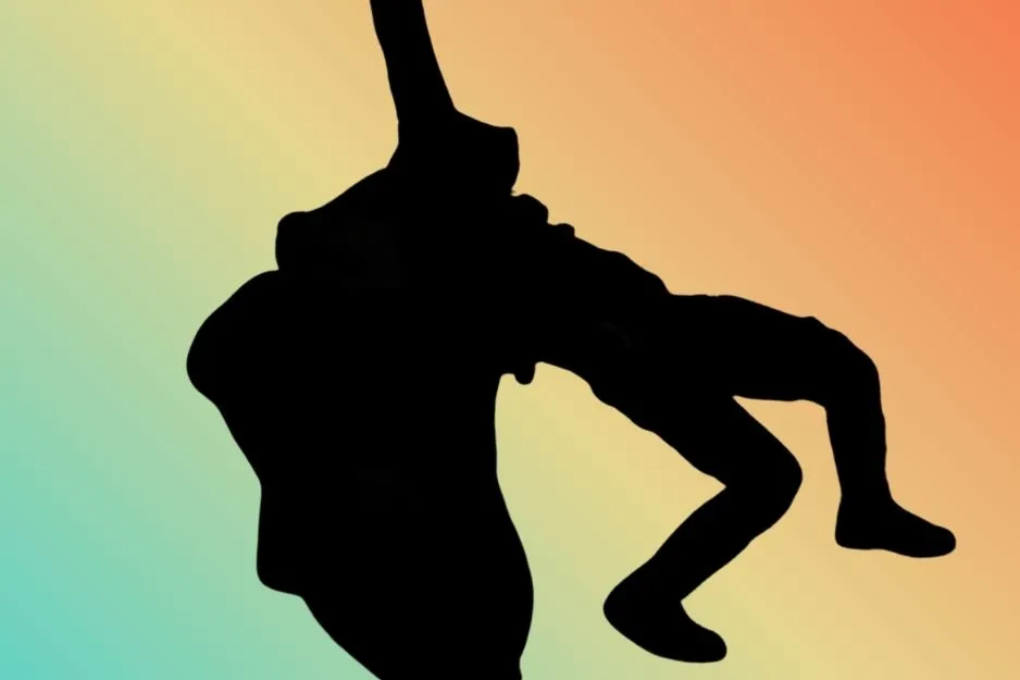 Silhouette of a character falling or jumping in a dramatic pose, to find the Morpheus silhouette.