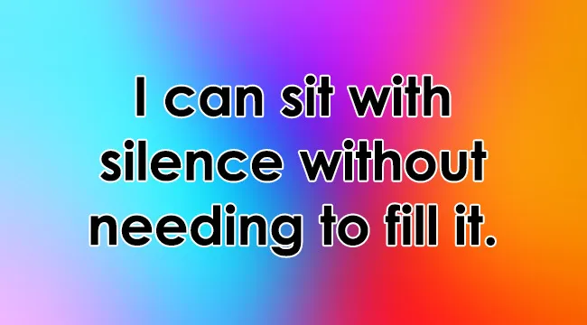 A vibrant gradient background with text about sitting with silence, related to handling loneliness.
