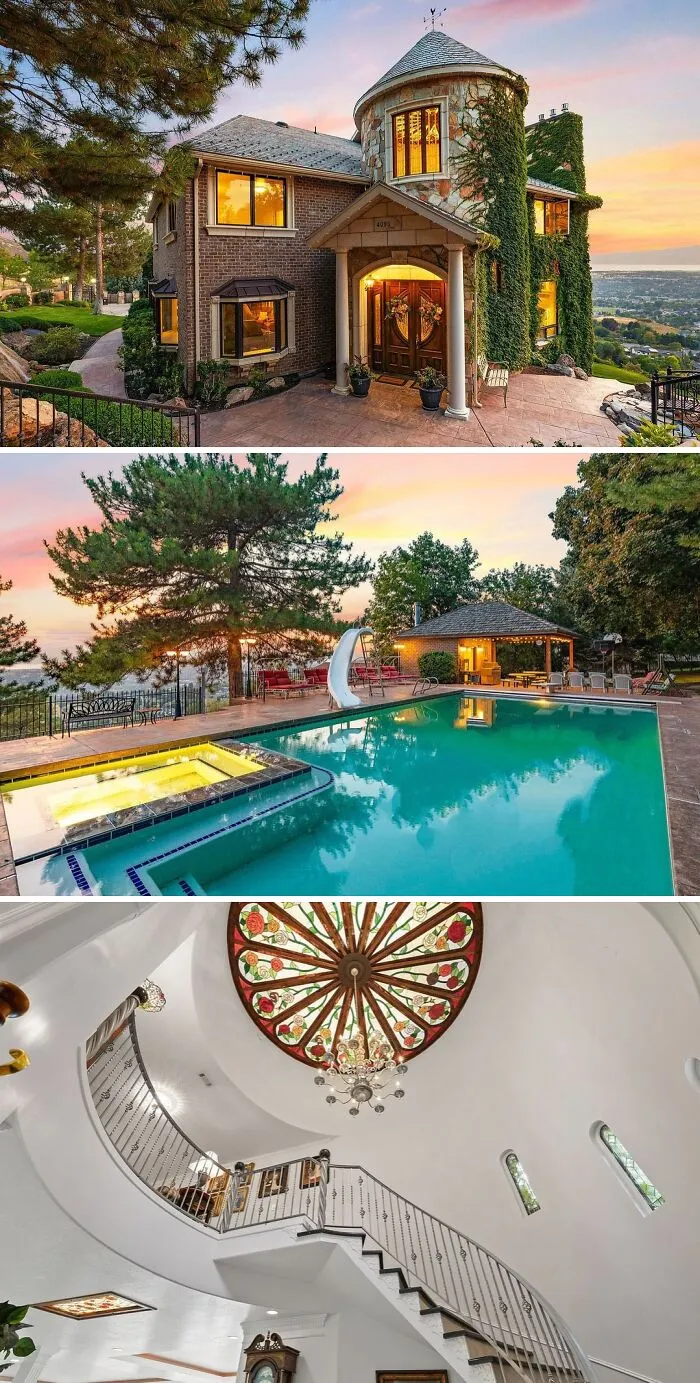 This $3.39m 'French Chateau' In Provo, Ut Has A Literal Turret With A Stained-Glass Ceiling