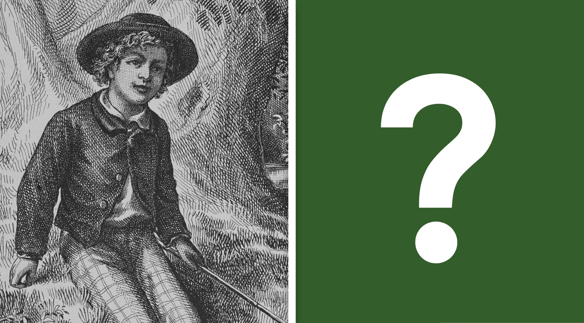 Pub Trivia Quiz: The Adventures of Tom Sawyer, an illustration of Tom Sawyer next to a large question mark.