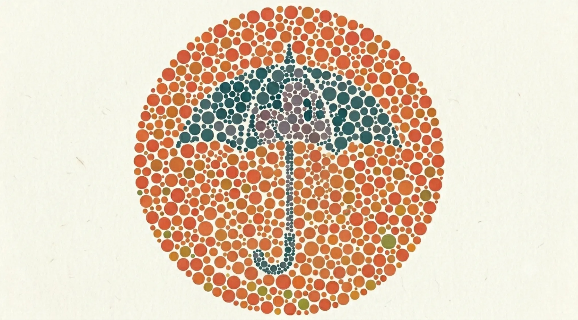 A blue umbrella object is hidden in this color blindness test. What object can you see?