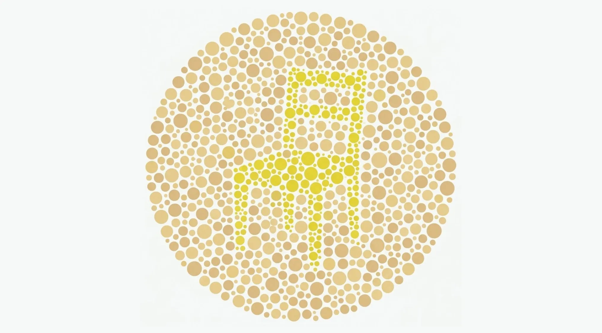 Color blindness test revealing a chair object made of yellow dots within a beige dotted circle.