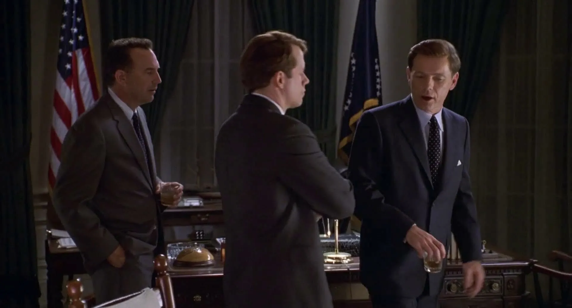 A scene from the film Thirteen Days, portraying the Cuban Missile Crisis, a pivotal historic event.