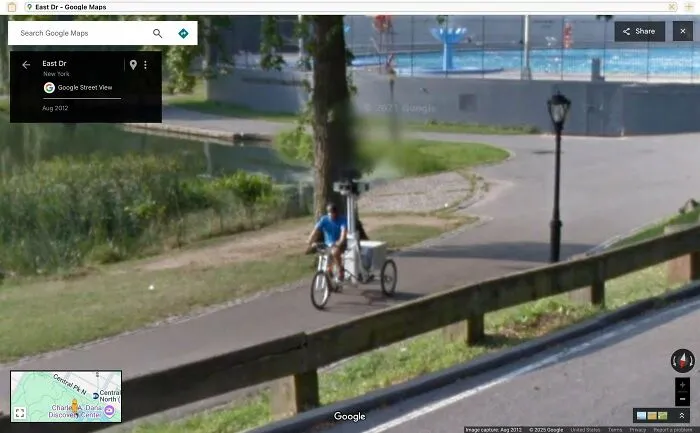 Street View Bike And Car Just So Happened To Cross And Are Visible To Each Other On Street View