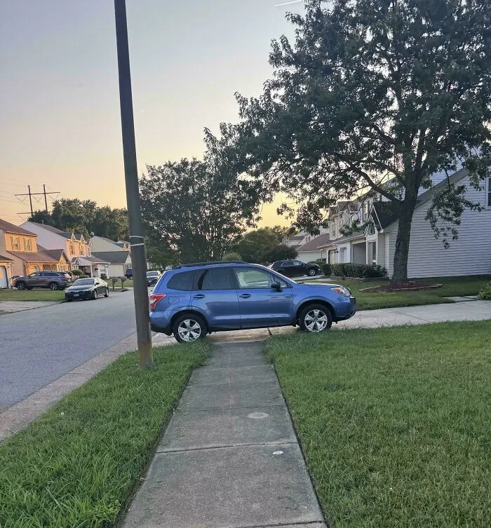 The Way My Neighbor Intentionally Blocks The Sidewalk To Keep People From Using It