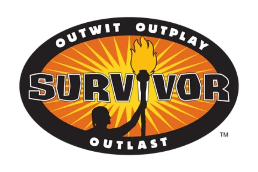 The Survivor (US) logo featuring a person holding a torch against a sunburst background.