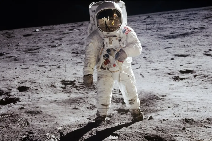 Astronaut Buzz Aldrin on the Moon during the Apollo 11 Moon landing.