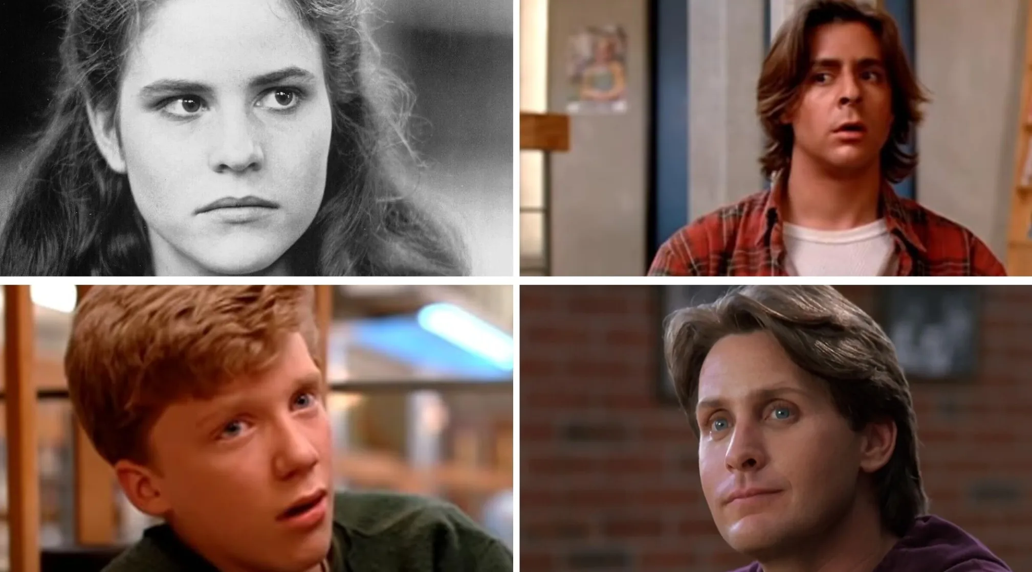 Four close-ups of 80s & 90s movie cast members. A general movie trivia quiz image.