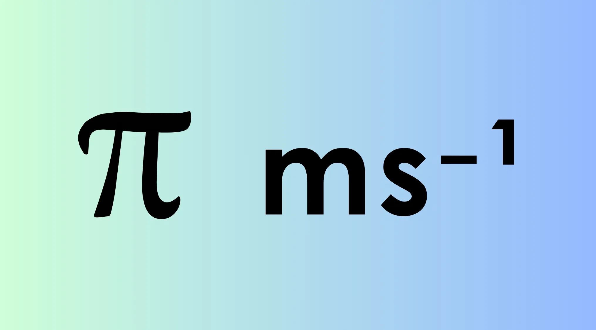 A visual math rebus puzzle showing the mathematical symbol pi followed by ms to the power of negative one.